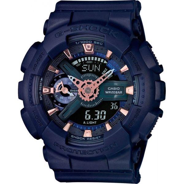 Casio Casio G-Shock GMA-S110CM-2A  GMA-S110CM-2A электронные женские часы синий циферблат, браслет пластик — вид спереди