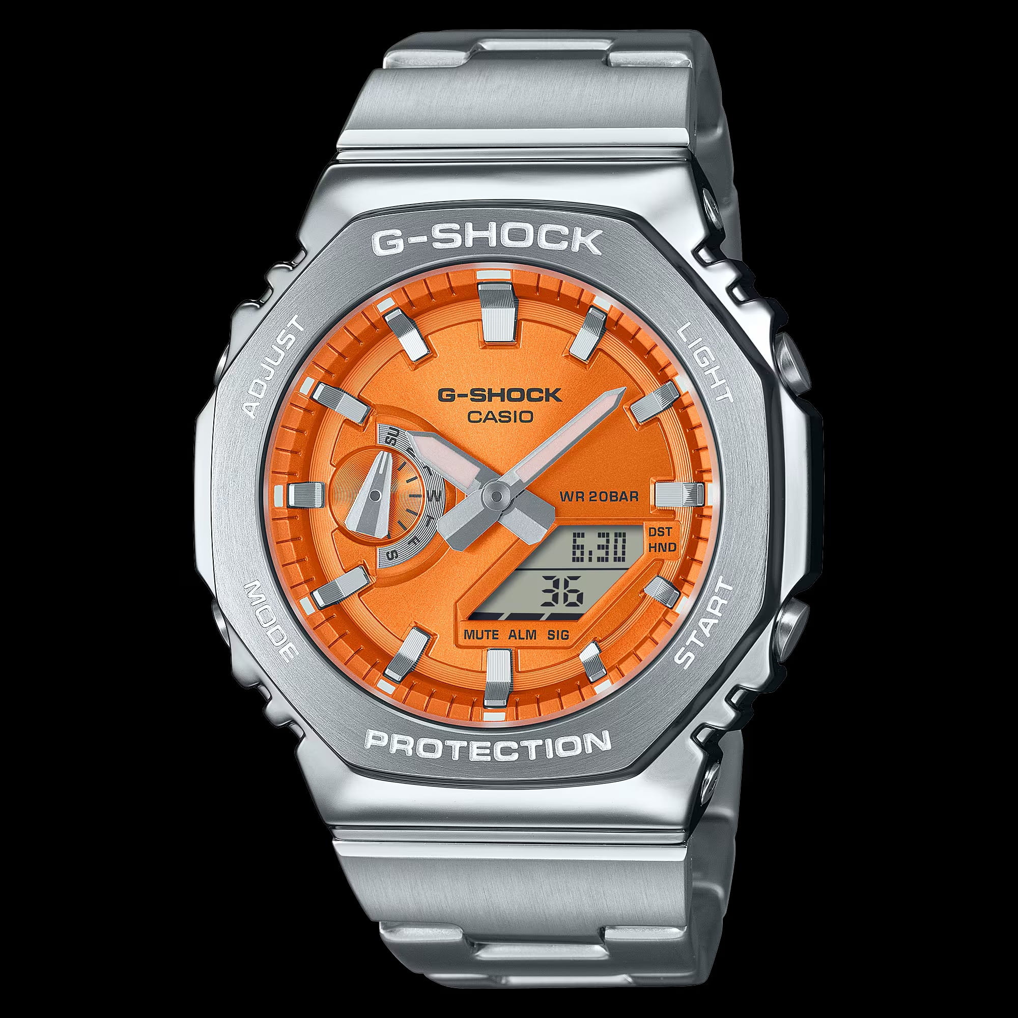 Casio Casio G-Shock GM-2110D-4A, g-shock япония мужские часы на браслете нержавеющая сталь боковой вид
