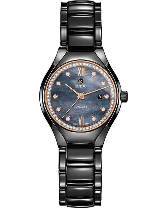 Rado Rado True Automatic Diamonds R27242852 Automatic R27242852 механические женские часы перламутровый циферблат, браслет высокотехнологичная керамика — вид спереди