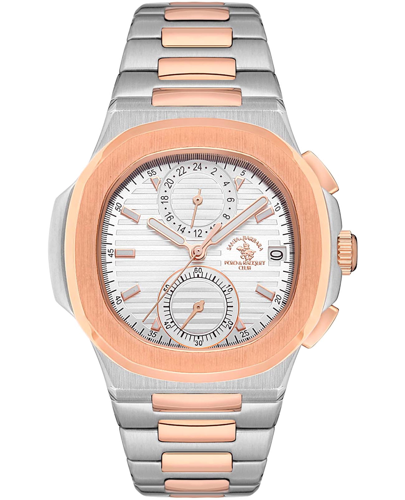 Santa Barbara Polo & Racquet Club Santa Barbara Polo & Racquet Club Luxury SB.4.1009-5  SB.4.1009-5 кварцевые мужские часы серебристый циферблат, браслет нержавеющая сталь с ip-покрытием — вид спереди