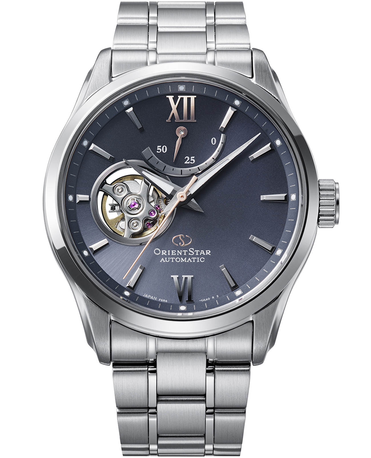 Orient Orient Star RE-AT0021L (RK-AT0021L)  RE-AT0021L механические мужские часы серый циферблат, браслет нержавеющая сталь — вид спереди