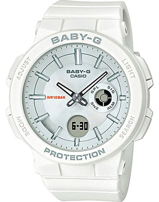 Casio Casio Baby-G BGA-255-7A  BGA-255-7AER кварцевые женские часы белый циферблат, браслет пластик — вид спереди