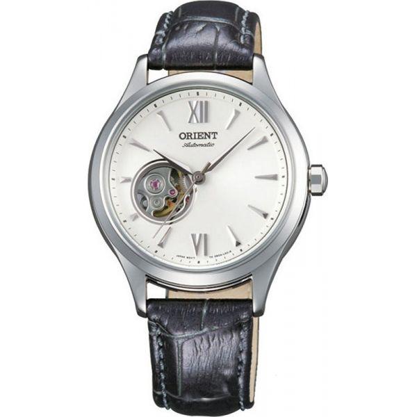 Orient Orient DB0A005W (FDB0A005W)  FDB0A005W механические женские часы белый циферблат, браслет кожа + текстиль — вид спереди