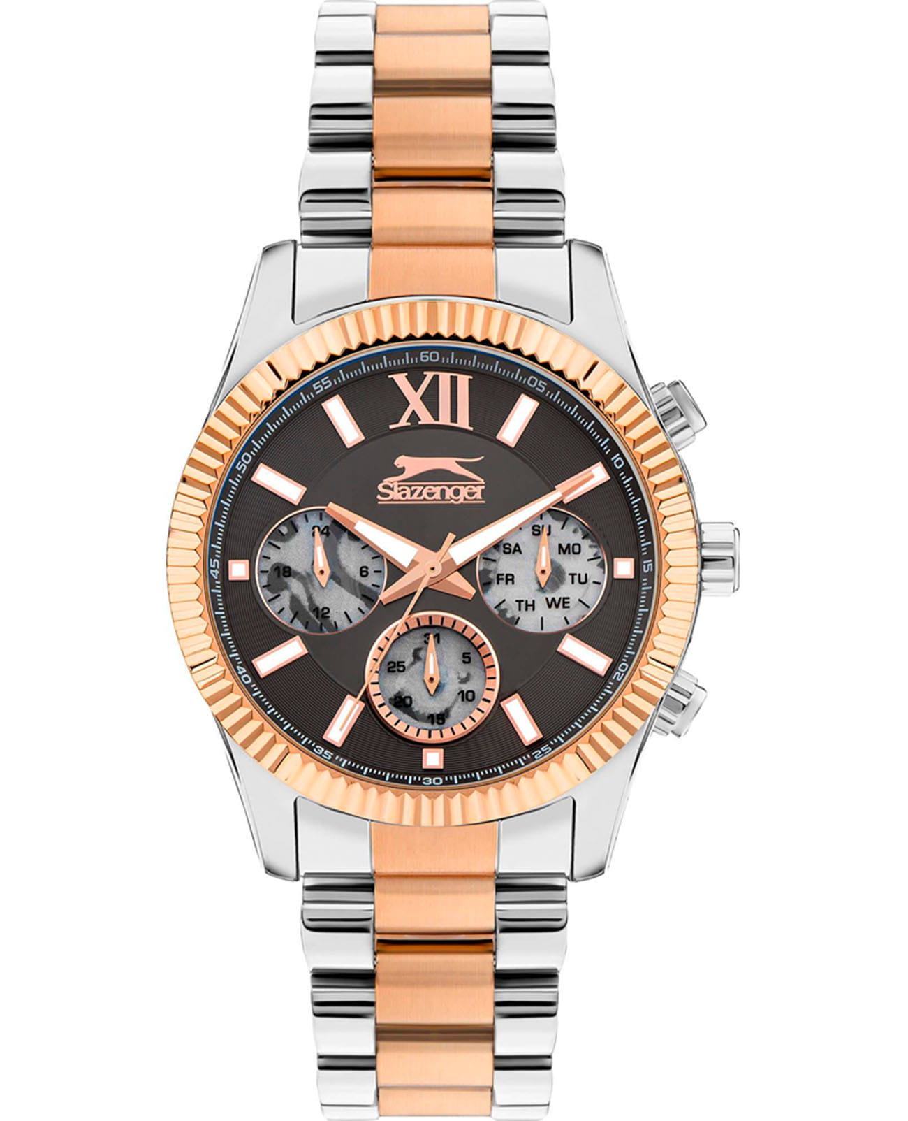 Slazenger Slazenger SL.09.2316.2.04  SL.09.2316.2.04 кварцевые мужские часы черный циферблат, браслет суперметалл с ip покрытием — вид спереди