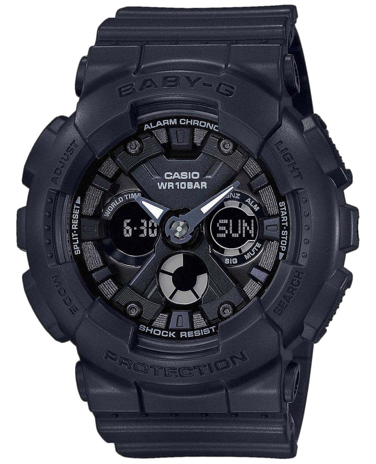 Casio Casio Baby-G BA-130-1A  BA-130-1A кварцевые женские часы черный циферблат, браслет пластик — вид спереди