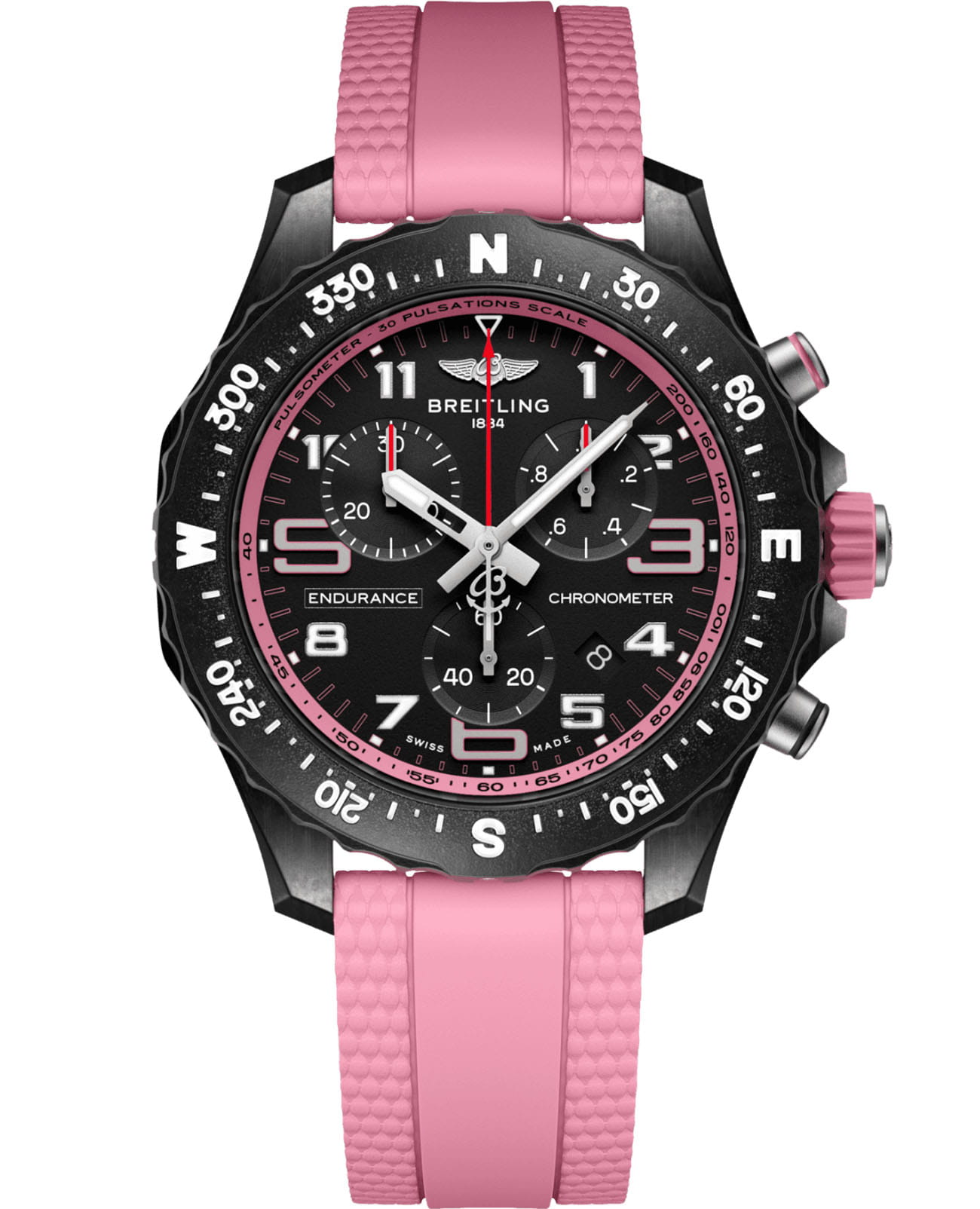 Breitling Breitling Endurance Pro 38 X83310D41B1S1  X83310D41B1S1 кварцевые женские часы черный циферблат, браслет каучук — вид спереди