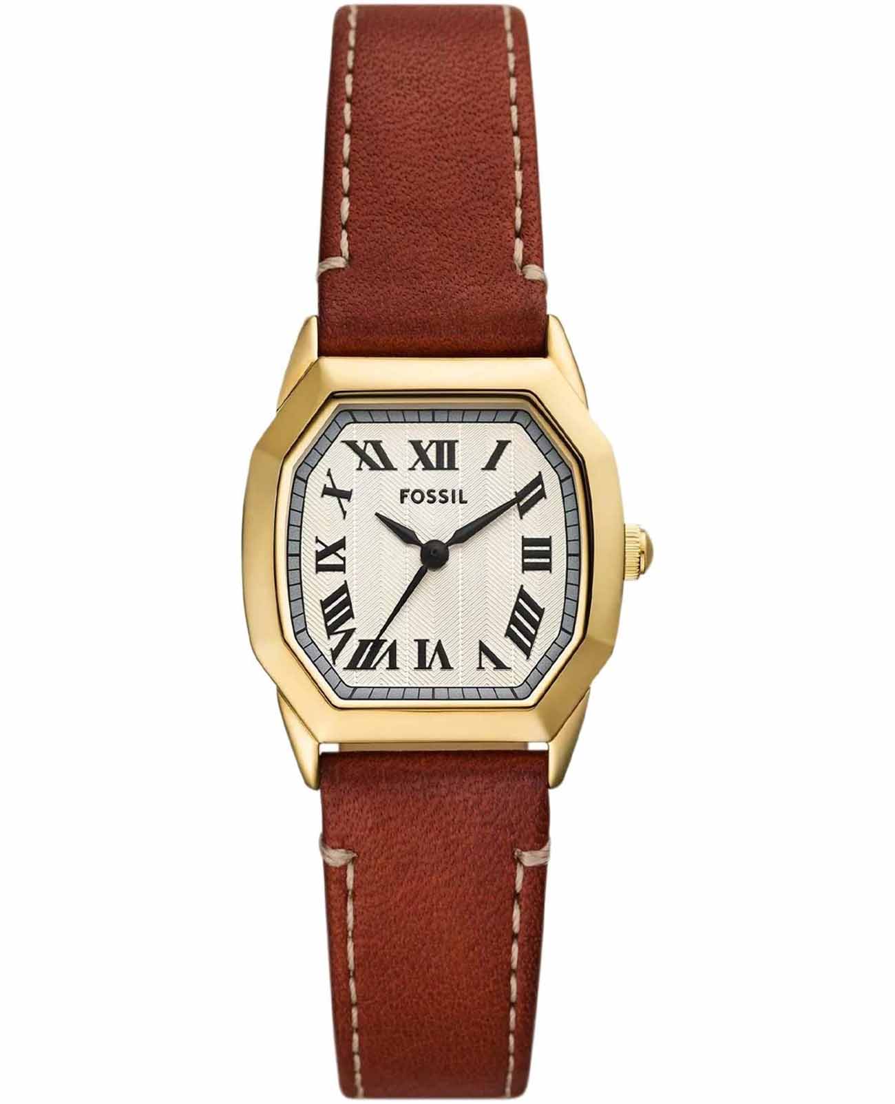 Fossil Fossil Harlow ES5364  ES5364 кварцевые женские часы бежевый циферблат, браслет кожаный — вид спереди