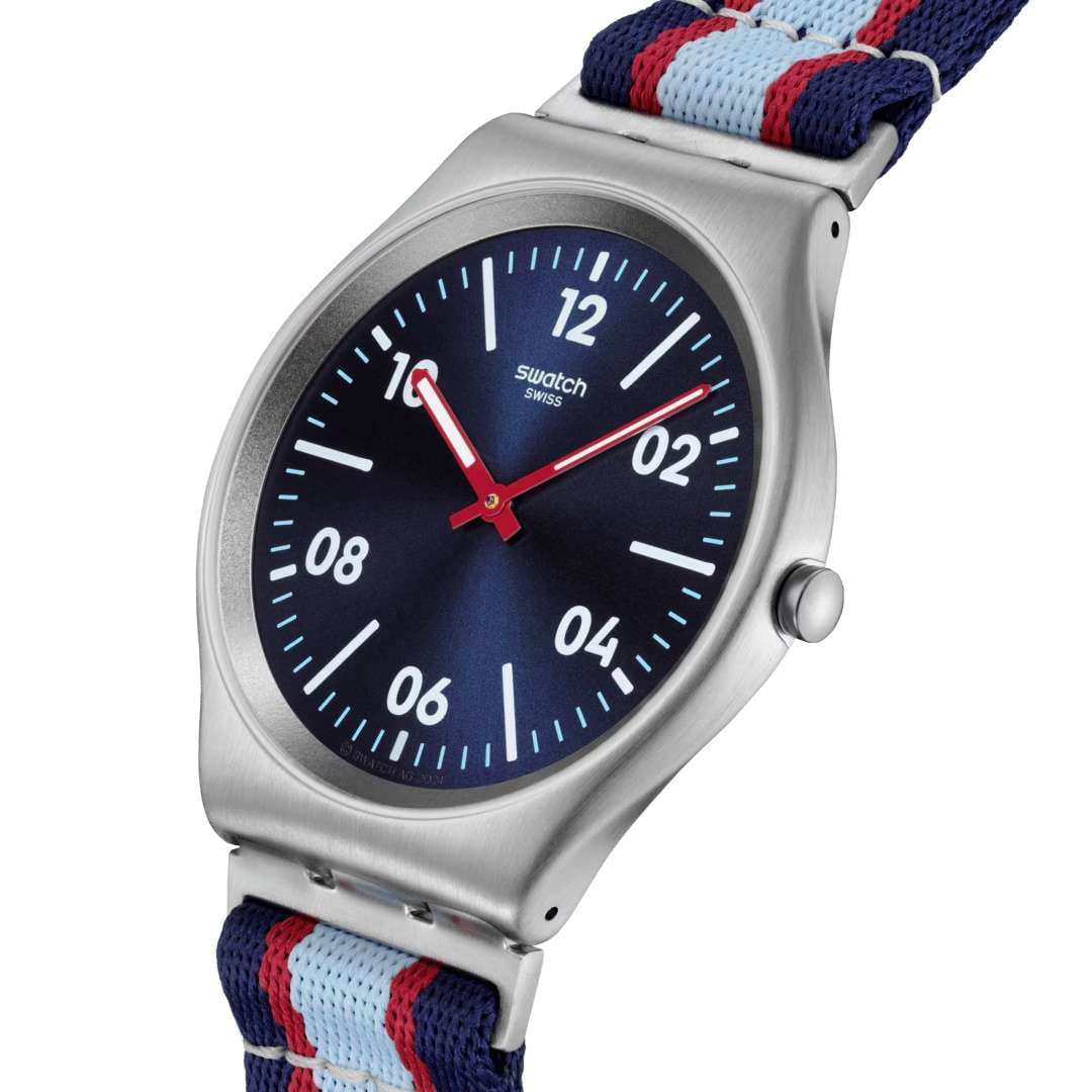 Swatch Swatch Beside The Sea SS07S148, skin швейцария мужские часы на браслете тканевый боковой вид