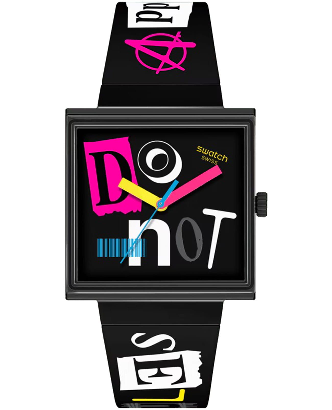 Swatch Swatch Pierced Edge SO34B100  SO34B100 кварцевые мужские часы цветной циферблат, браслет силикон — вид спереди