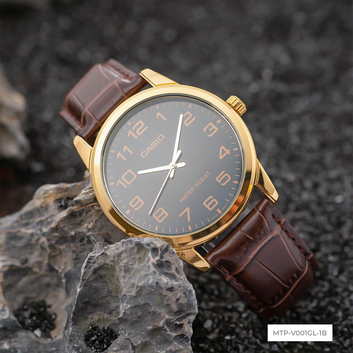 Casio MTP-V001GL-1B мужские часы застежка крупным планом