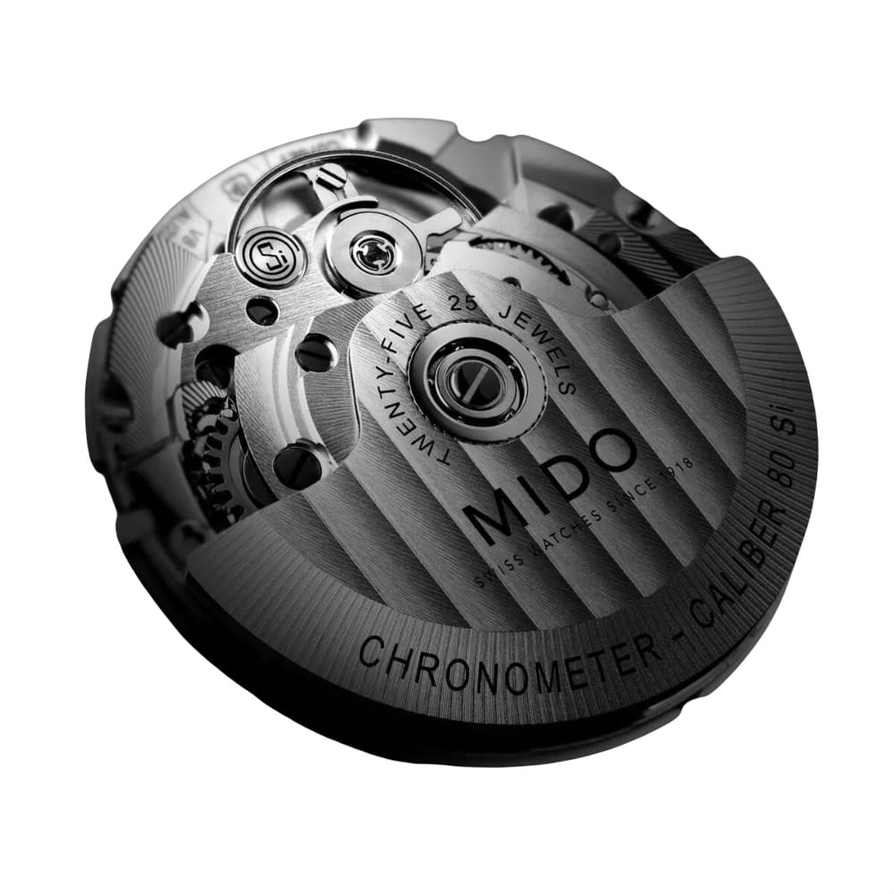 Оригинальные часы Mido Mido Baroncelli Chronometer Silicon Gent M027.408.16.061.00 механические калибр механизма mido calibre 80 cosc si (на базе eta c07.821) общий вид