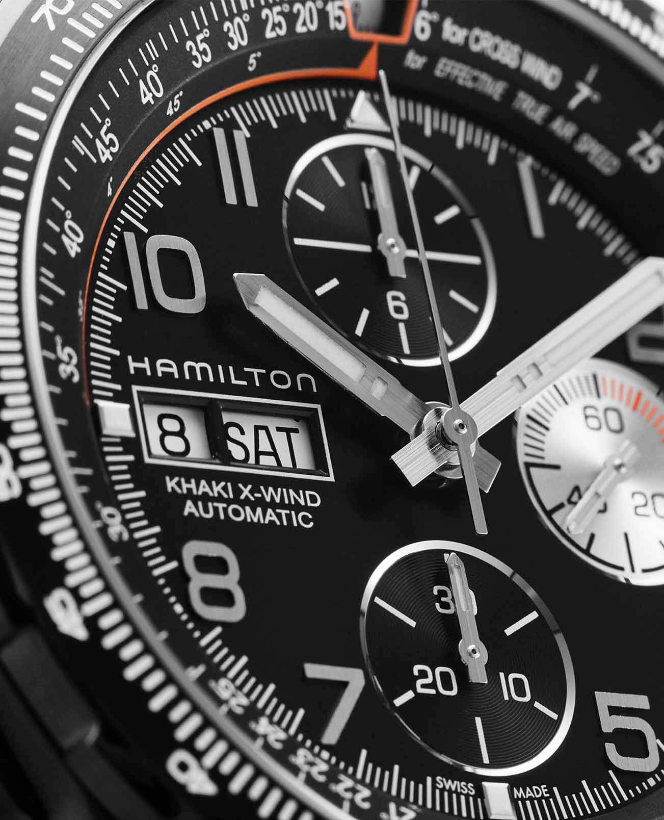 Hamilton Hamilton Khaki Aviation X-Wind Auto Chrono H77736733, khaki aviation швейцария мужские часы на браслете кожаный боковой вид