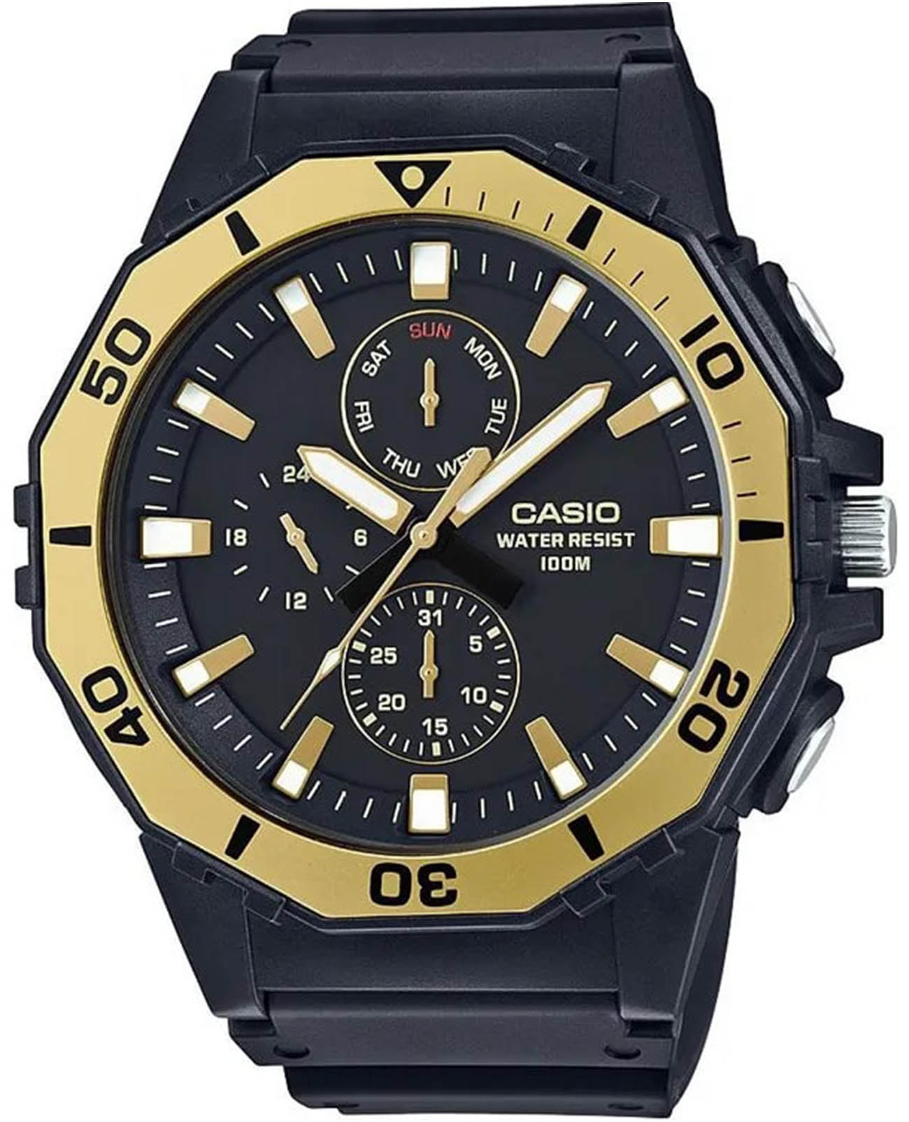 Casio Casio Collection MRW-400H-9AVDF  MRW-400H-9AVDF кварцевые мужские часы черный циферблат, браслет пластик — вид спереди