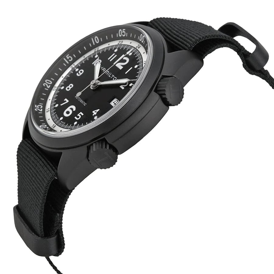 Hamilton Hamilton Khaki Aviation Pilot Pioneer Aluminium H80485835, khaki aviation швейцария мужские часы на браслете тканевый боковой вид
