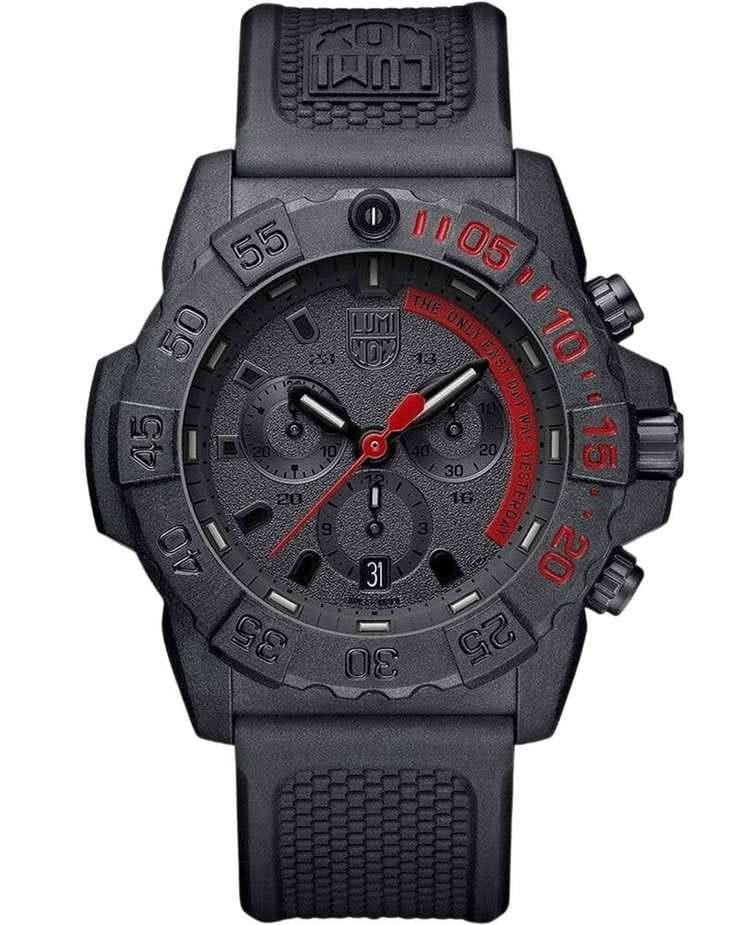 Luminox Luminox Navy SEAL Chronograph 3580 Series XS.3581.EY  XS.3581.EY кварцевые мужские часы черный циферблат, браслет резина — вид спереди