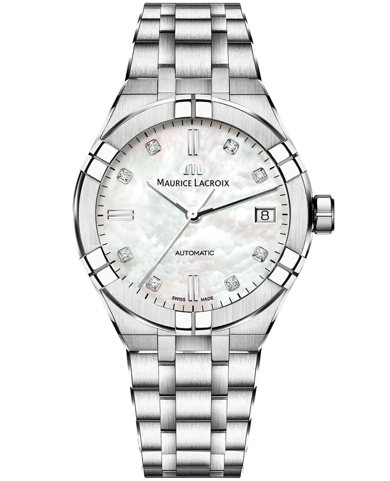 Maurice Lacroix Maurice Lacroix Aikon Automatic AI6007-SS002-170-1  AI6007-SS002-170-1 механические женские часы перламутровый циферблат, браслет нержавеющая сталь — вид спереди