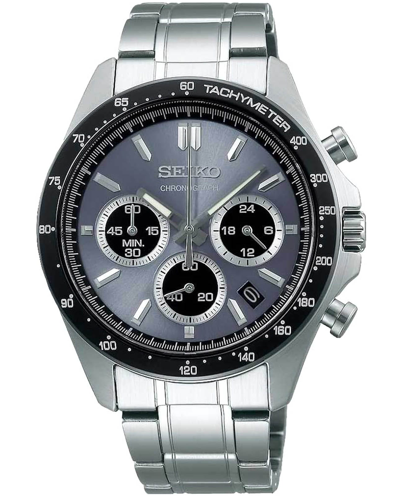 Seiko Seiko Spirit Chronograph SBTR027  SBTR027 кварцевые мужские часы голубой циферблат, браслет нержавеющая сталь — вид спереди