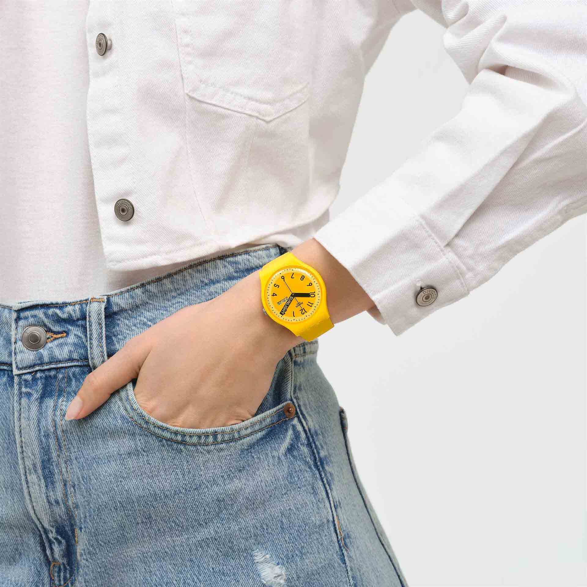 Swatch Swatch New Gent Biosourced SO29J702 женские часы желтый циферблат на запястье