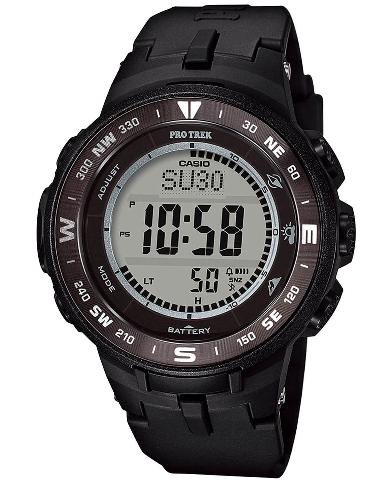 Casio Casio Pro Trek PRG-330-1 PRG PRG-330-1E электронные мужские часы серый циферблат, браслет пластик — вид спереди