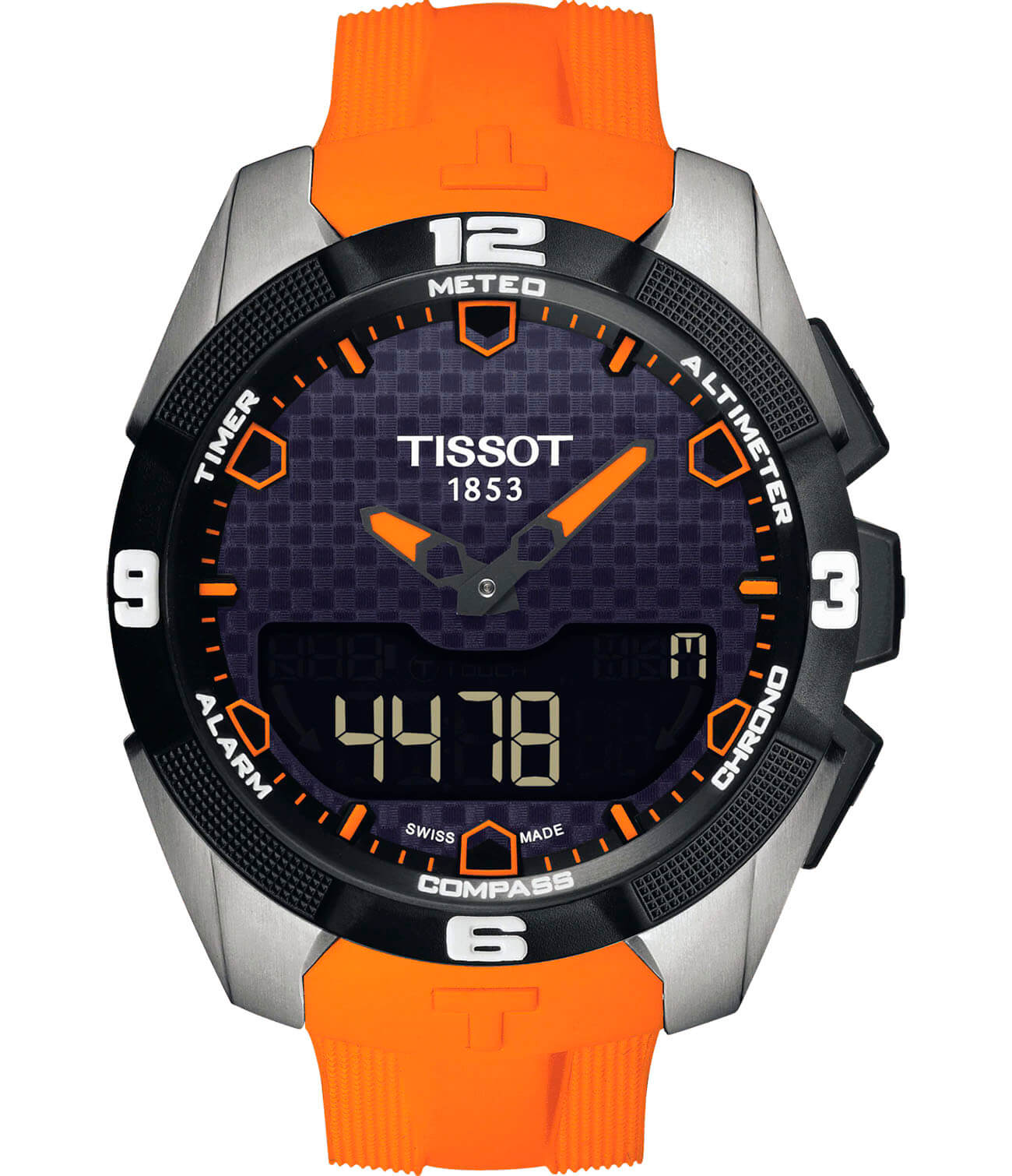 Tissot Tissot T-Touch Expert Solar T091.420.47.051.01 T Touch T0914204705101 кварцевые мужские часы синий циферблат, браслет силикон — вид спереди