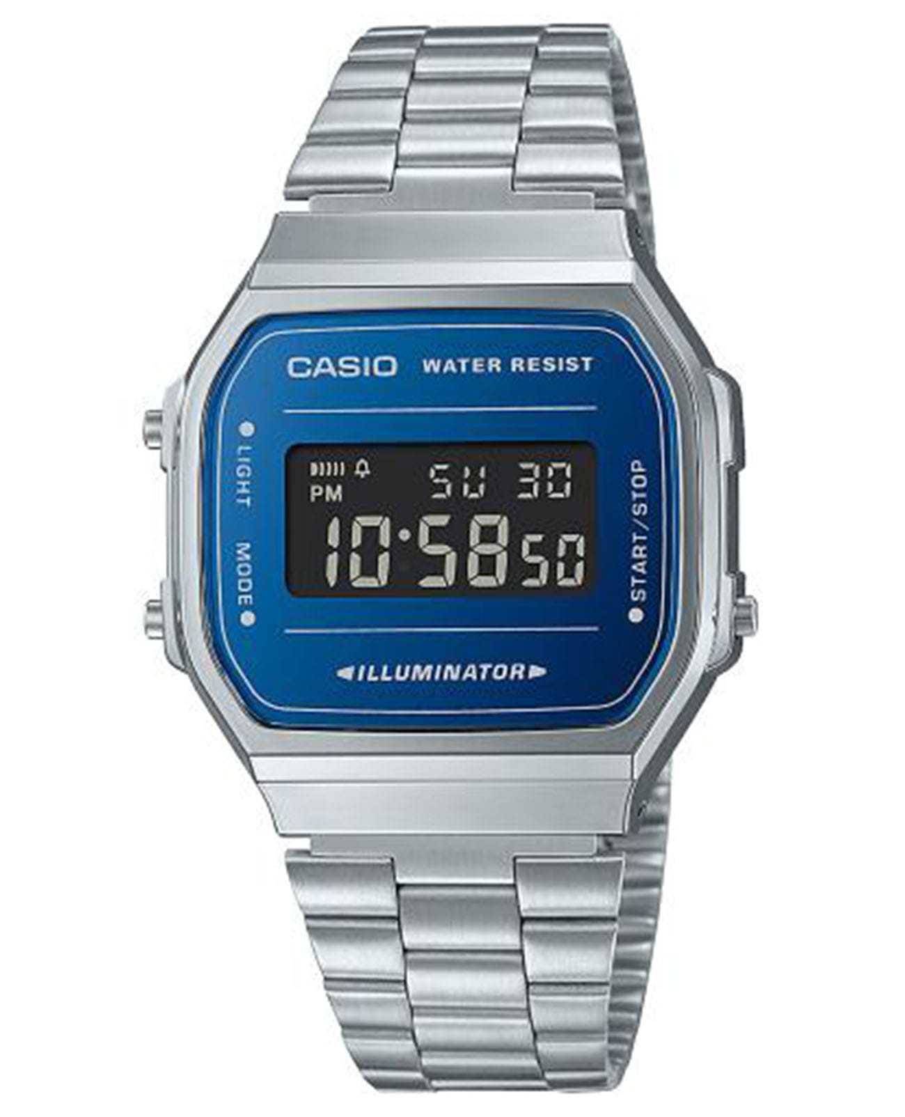 Casio Casio Vintage A168WEM-2BEF  A168WEM-2BEF кварцевые мужские часы  циферблат, браслет нержавеющая сталь — вид спереди