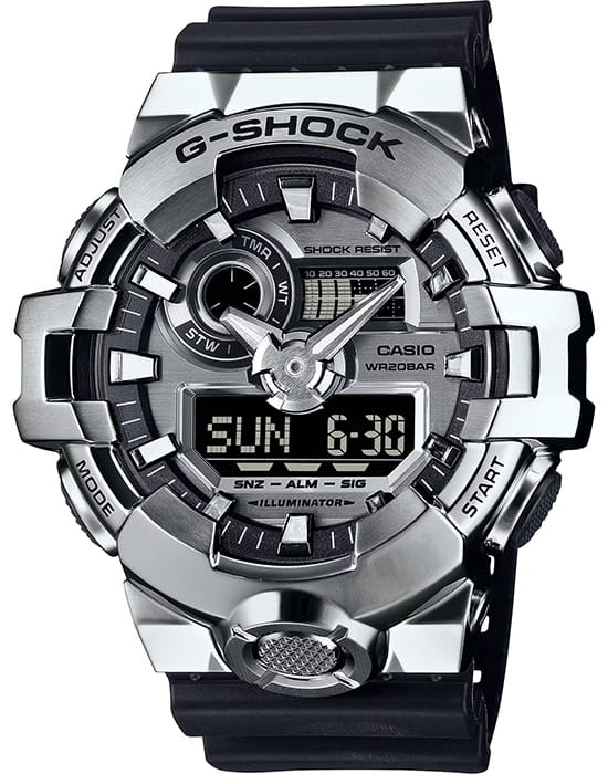 Casio Casio G-Shock GM-700-1A (GM-700-1AER) лимитированной серии GM-700-1A электронные женские часы золотой циферблат, браслет силикон — вид спереди