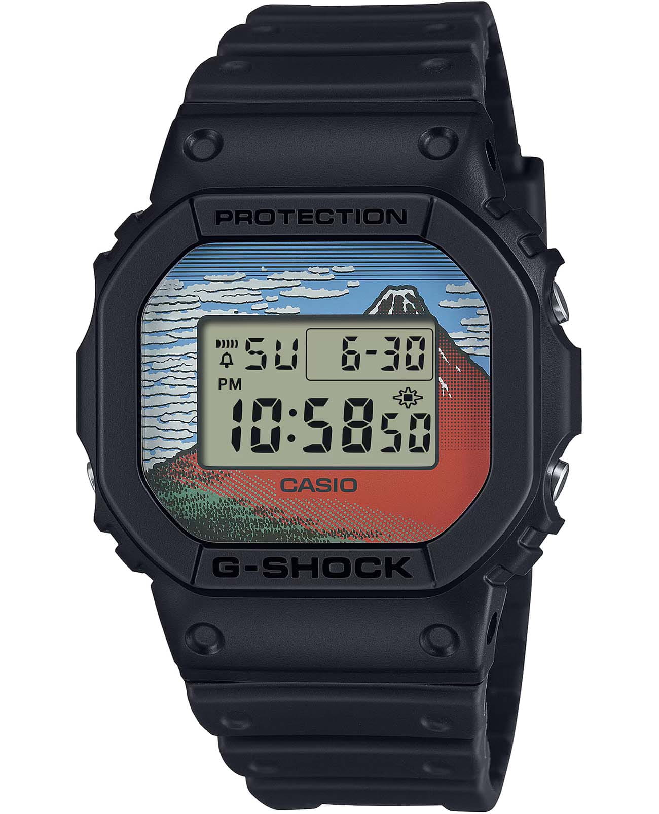 Casio Casio G-Shock DW-5600KHG25-1 DW-5600 DW-5600KHG25-1 электронные мужские часы серый циферблат, браслет пластик — вид спереди