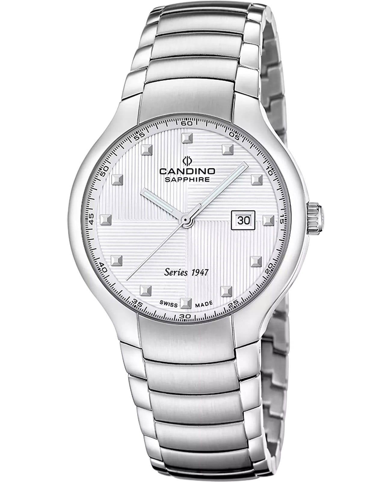 Candino Candino Swiss C4792/1  C4792/1 кварцевые мужские часы серебристый циферблат, браслет нержавеющая сталь — вид спереди