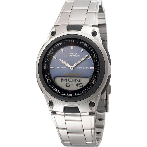 Casio Casio Illuminator AW-80D-2A  AW-80D-2A кварцевые мужские часы синий циферблат, браслет нержавеющая сталь — вид спереди