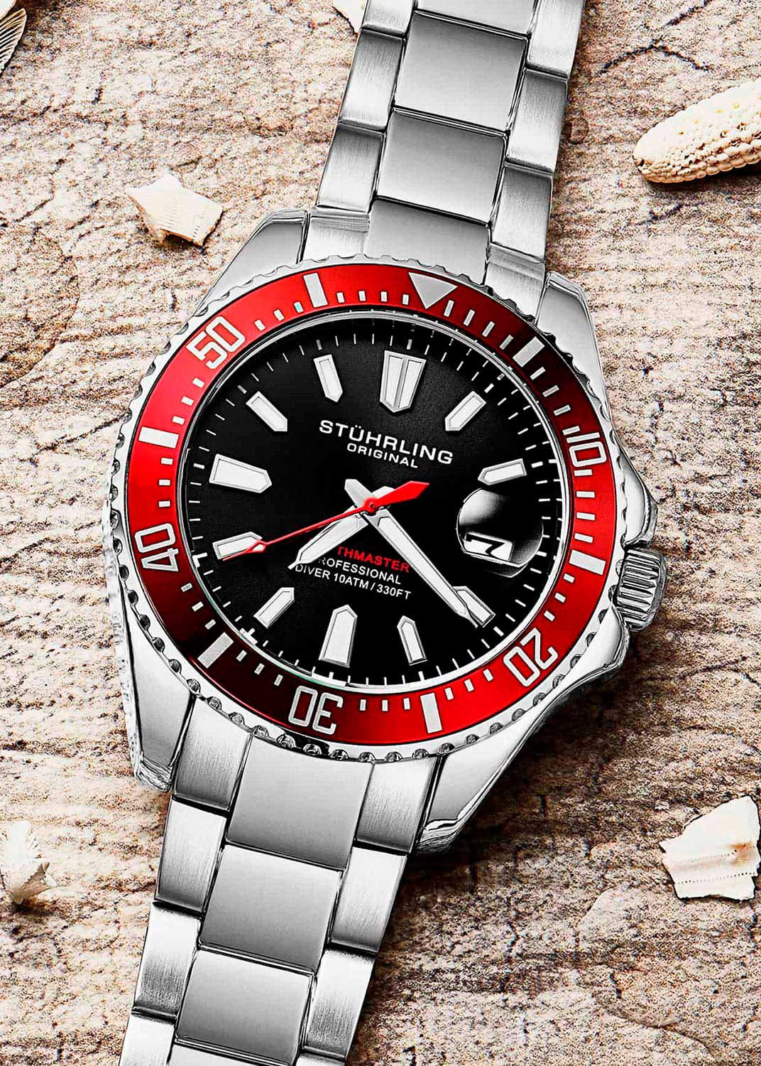 Оригинальные часы Stuhrling Stuhrling Depthmaster 3950A.4 кварцевые калибр механизма  общий вид