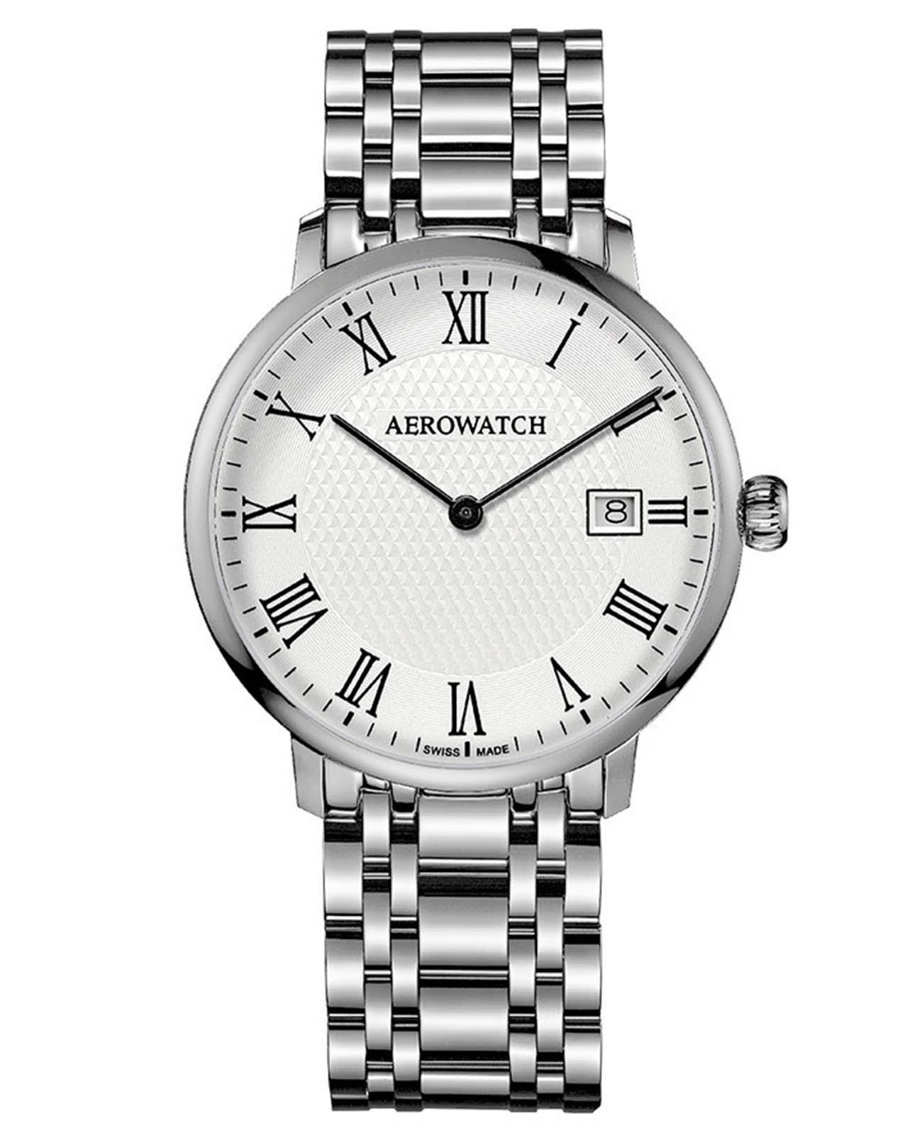 Aerowatch Aerowatch Heritage 21976 AA07 M  21976 AA07 M кварцевые мужские часы белый циферблат, браслет нержавеющая сталь — вид спереди