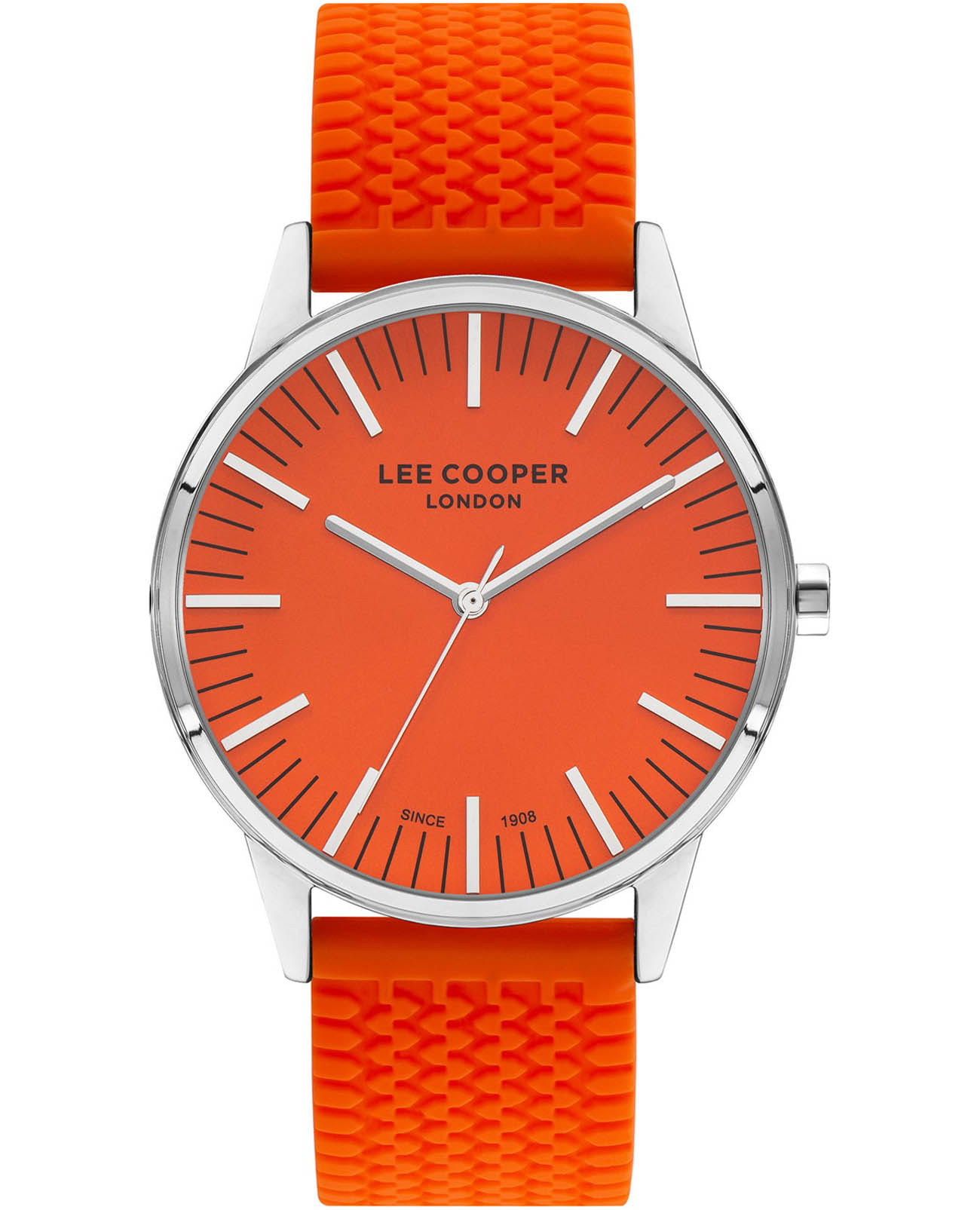Lee Cooper Lee Cooper LC07715.388  LC07715.388 кварцевые мужские часы оранжевый циферблат, браслет каучук — вид спереди