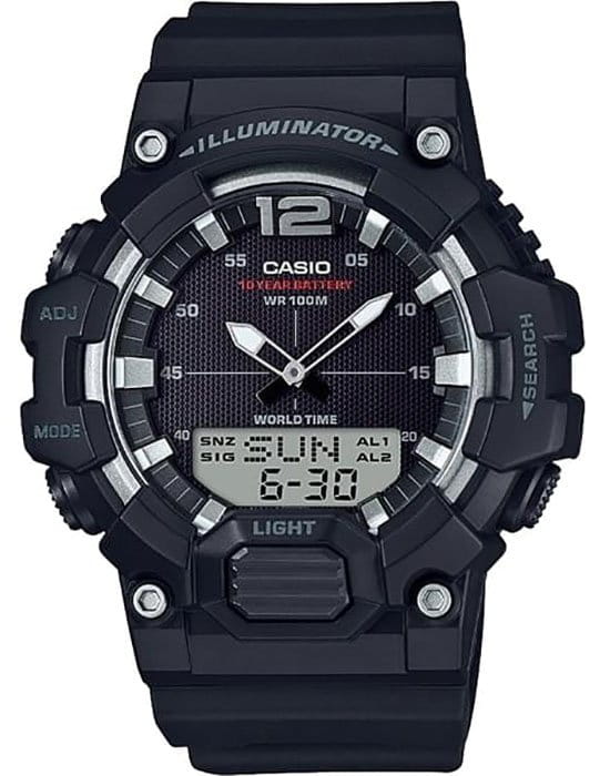 Casio Casio Collection HDC-700-1AVDF (HDC-700-1A)  HDC-700-1A кварцевые мужские часы черный циферблат, браслет пластик — вид спереди