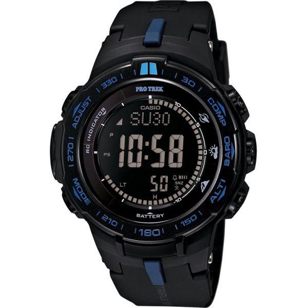 Casio Casio Pro Trek PRW-3100Y-1E PRW PRW-3100Y-1E электронные мужские часы черный циферблат, браслет  — вид спереди