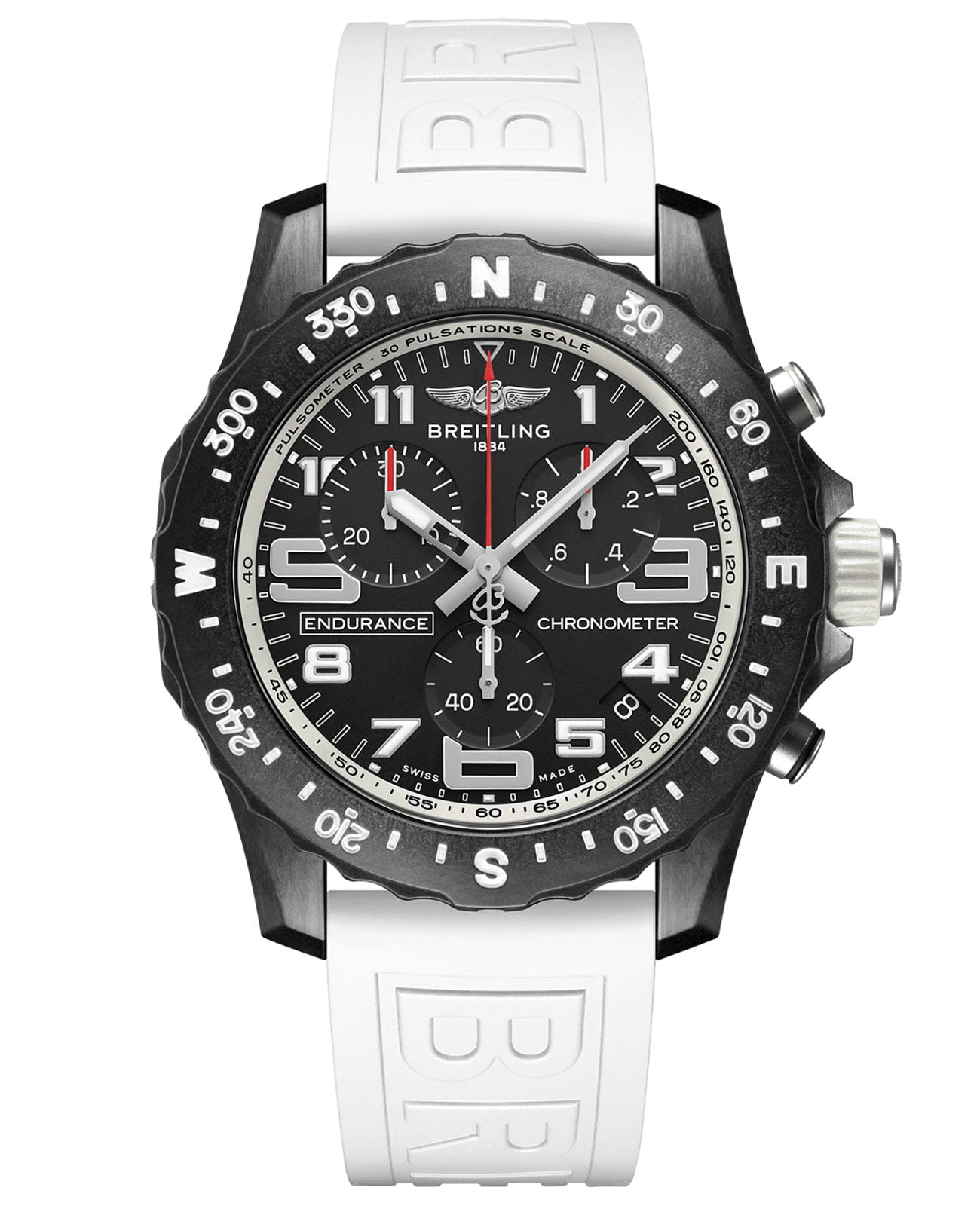 Breitling Breitling Endurance Pro X82310A71B1S1  X82310A71B1S1 кварцевые мужские часы черный циферблат, браслет каучук — вид спереди