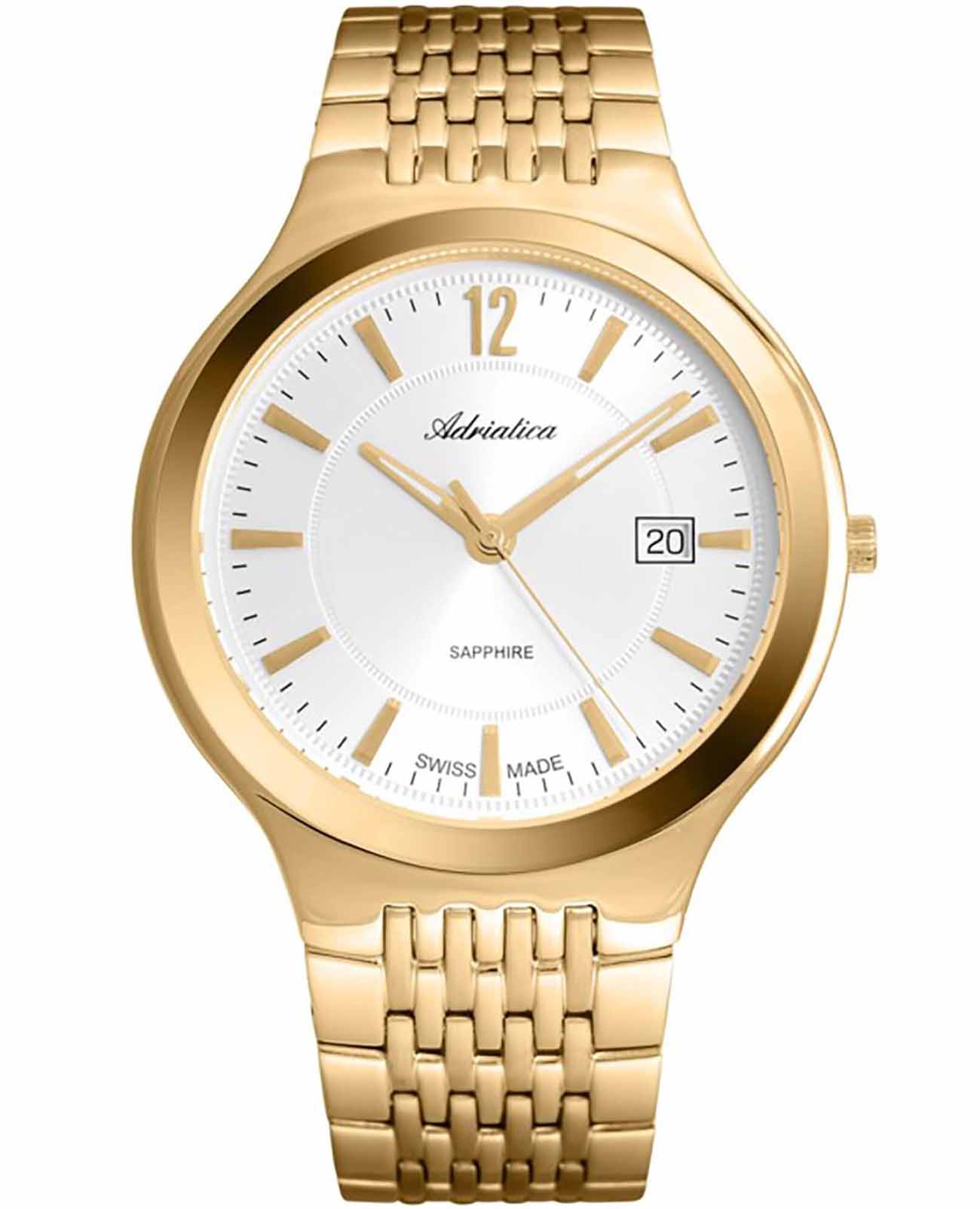 Adriatica Adriatica Premiere A8296.1153Q  A8296.1153Q кварцевые мужские часы серебристый циферблат, браслет нержавеющая сталь с pvd-покрытием — вид спереди