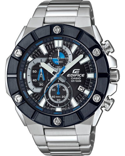 Casio Casio Edifice EFR-569DB-1A EFR EFR-569DB-1A кварцевые мужские часы черный циферблат, браслет нержавеющая сталь — вид спереди