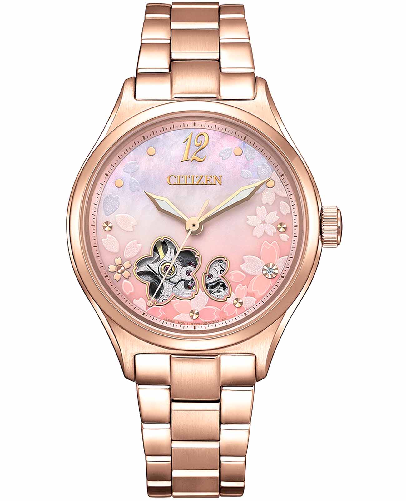 Citizen Citizen Automatic PC1017-88Y  PC1017-88Y кварцевые женские часы цветной циферблат, браслет нержавеющая сталь с ip-покрытием — вид спереди