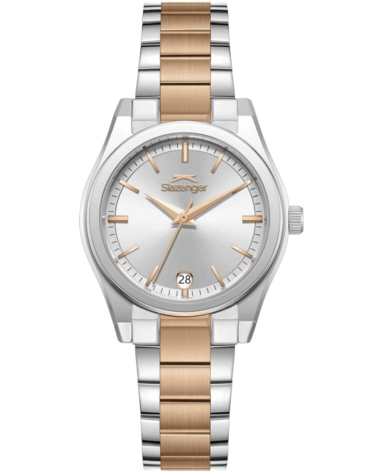 Slazenger Slazenger SL.09.2469.3.04  SL.09.2469.3.04 кварцевые женские часы серебристый циферблат, браслет суперметалл с ip покрытием — вид спереди