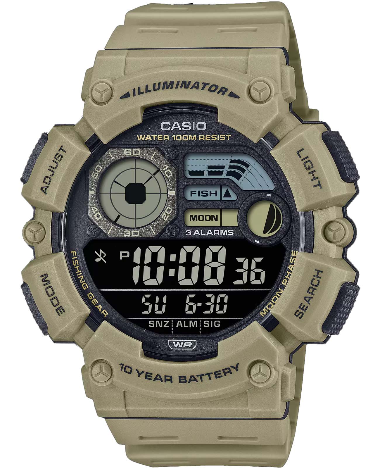 Casio Casio Collection WS-1500H-5BV  WS-1500H-5BV кварцевые мужские часы  циферблат, браслет пластик — вид спереди