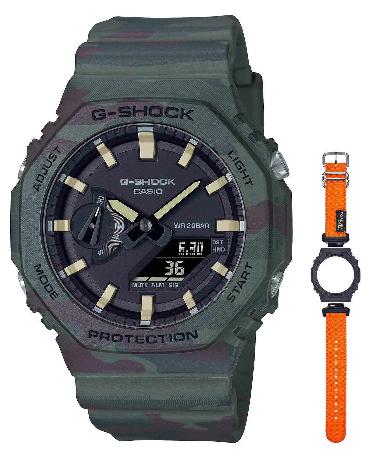 Casio Casio G-Shock GAE-2100WE-3A  GAE-2100WE-3A электронные мужские часы черный циферблат, браслет пластик — вид спереди