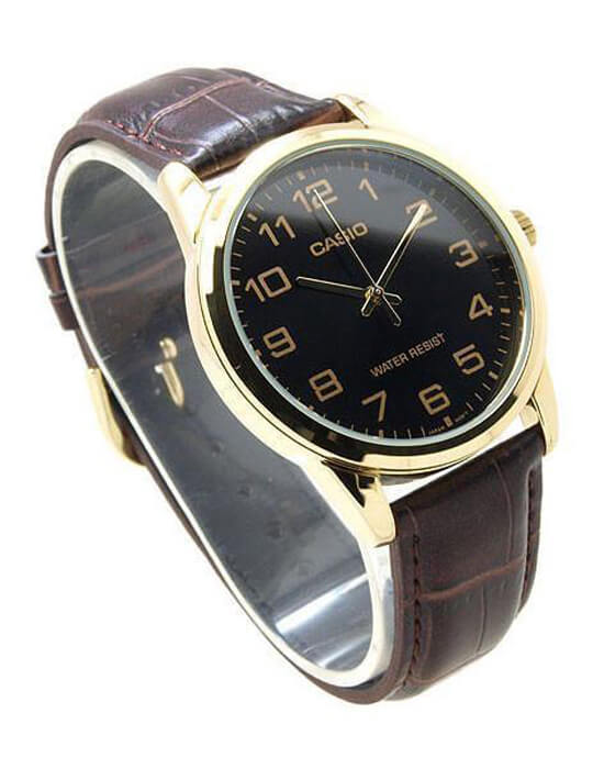 Casio Casio Collection MTP-V001GL-1BUDF (MTP-V001GL-1B), collection япония мужские часы на браслете кожаный боковой вид