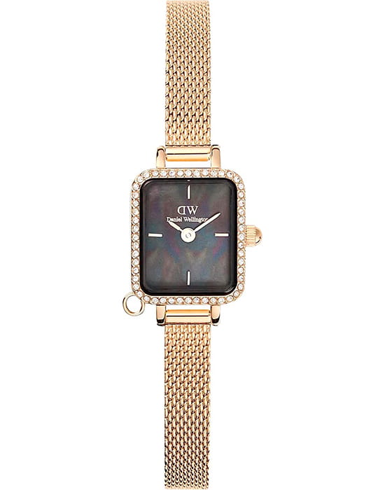 Daniel Wellington Daniel Wellington Quadro Mini Crystal Zodiac Evergold DW00100752  DW00100752 кварцевые женские часы черный циферблат, браслет нержавеющая сталь с pvd-покрытием — вид спереди