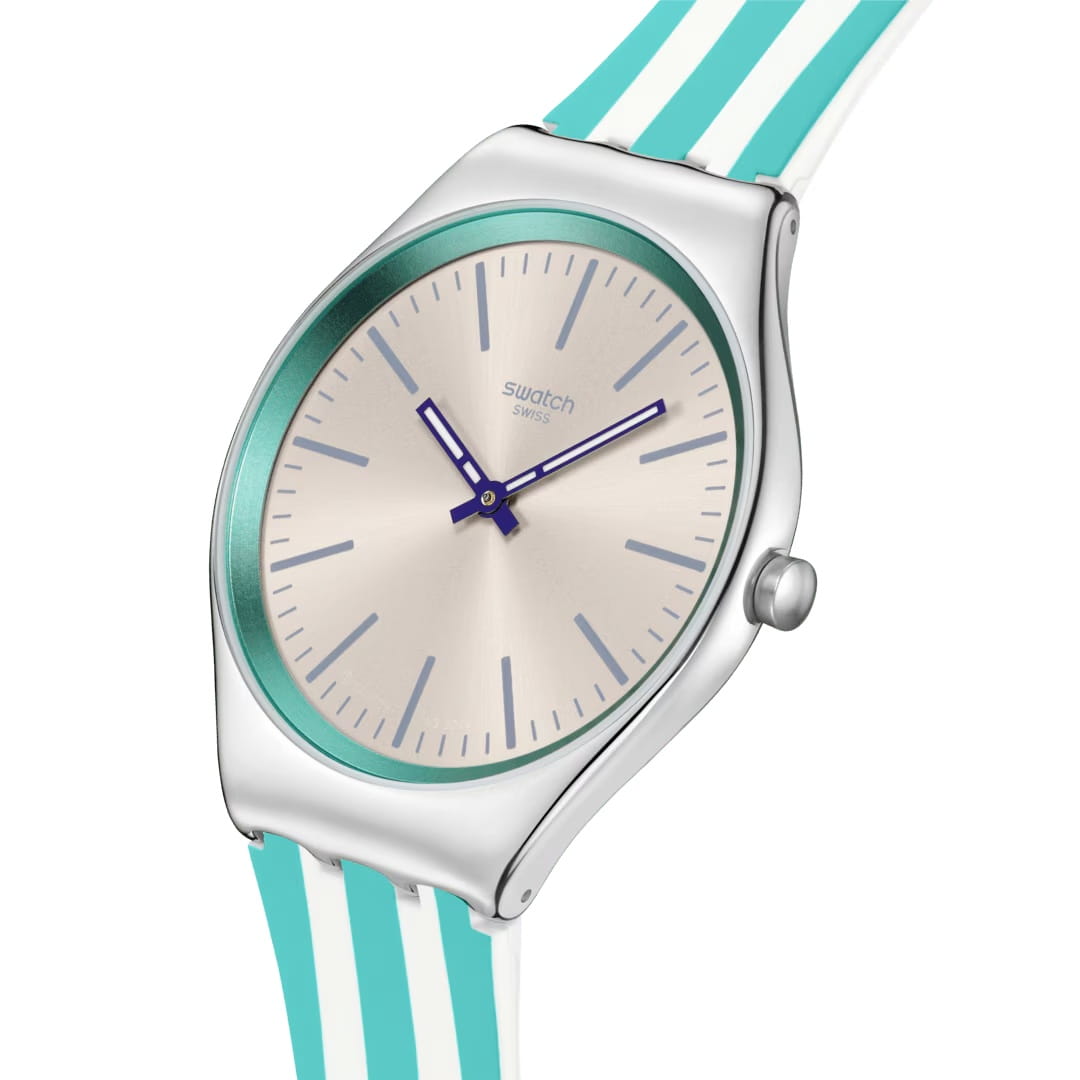 Swatch Swatch Beach Hour SYXS160, skin швейцария женские часы на браслете силикон боковой вид