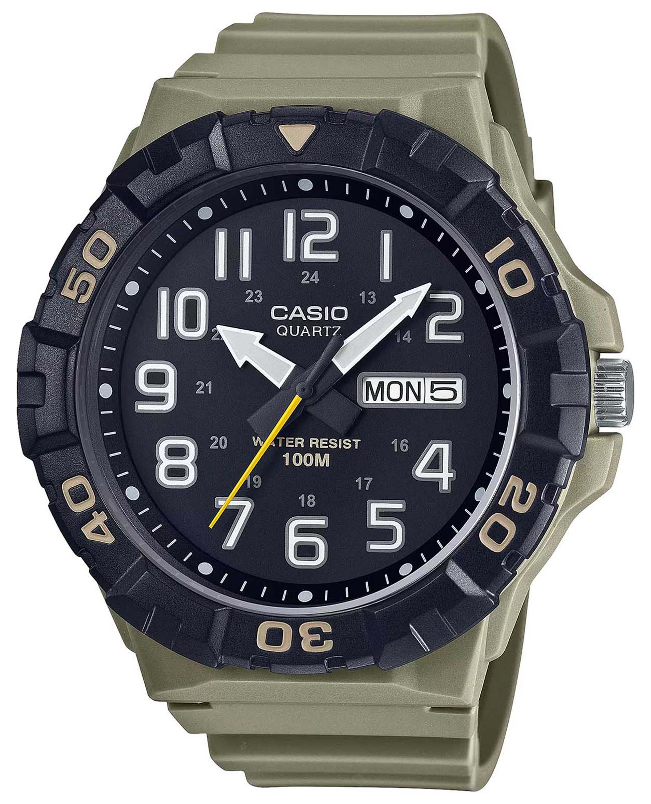 Casio Casio Collection MRW-210H-5AVDF (MRW-210H-5A)  MRW-210H-5A кварцевые мужские часы черный циферблат, браслет пластик — вид спереди