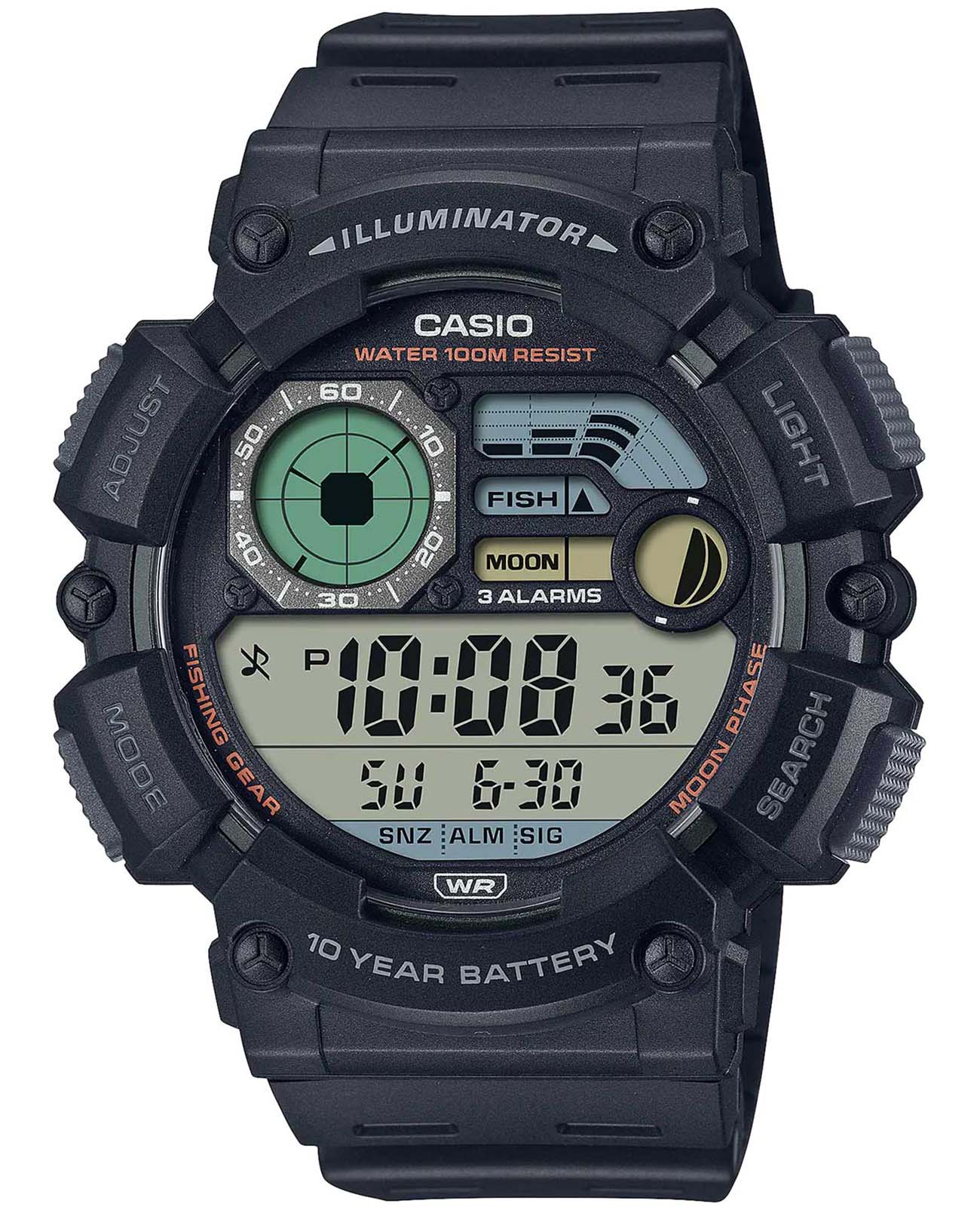 Casio Casio Collection WS-1500H-1AVEF  WS-1500H-1AVEF кварцевые мужские часы  циферблат, браслет пластик — вид спереди