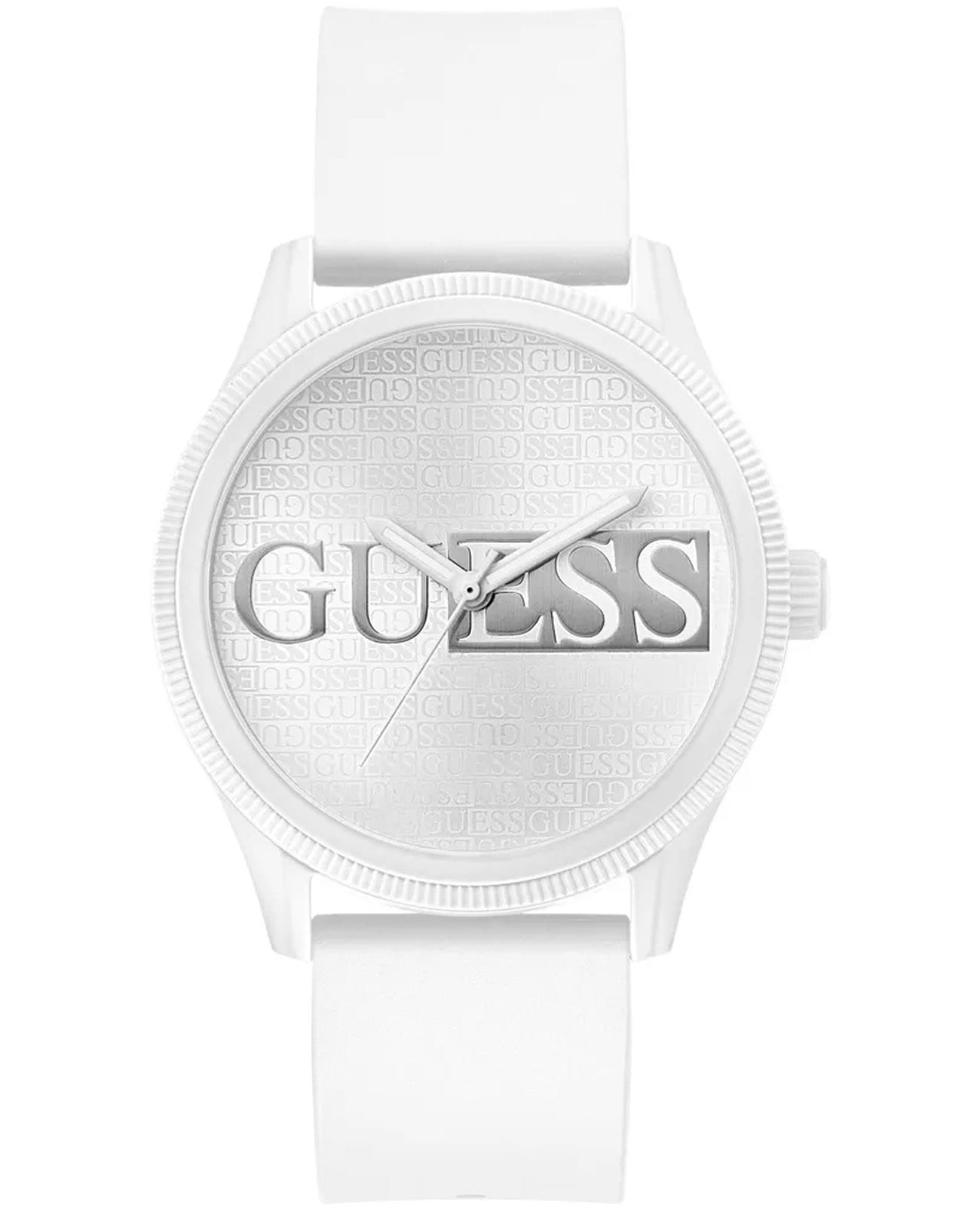 Guess Guess Dress GW0780G1  GW0780G1 кварцевые мужские часы белый циферблат, браслет силикон — вид спереди