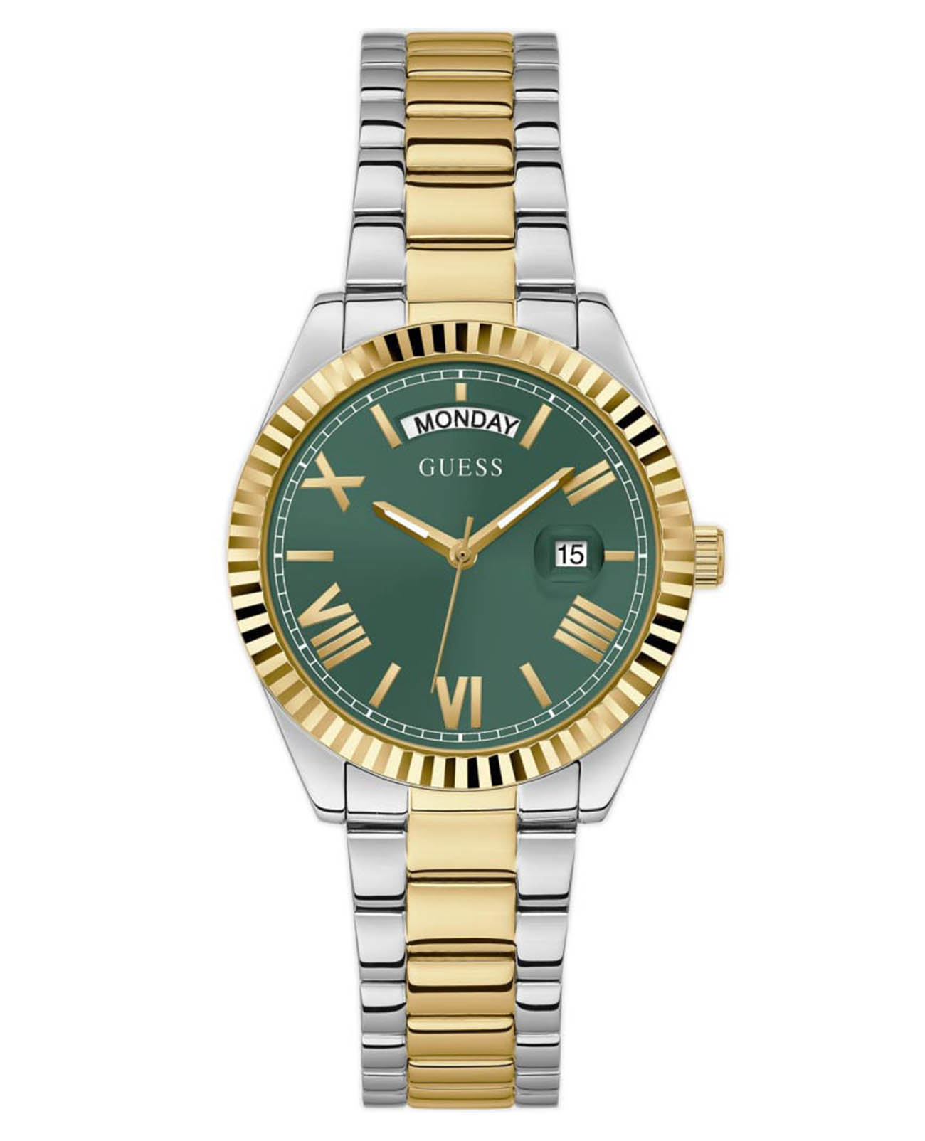 Guess Guess Dress Steel GW0308L5  GW0308L5 кварцевые женские часы зеленый циферблат, браслет нержавеющая сталь с ip-покрытием — вид спереди