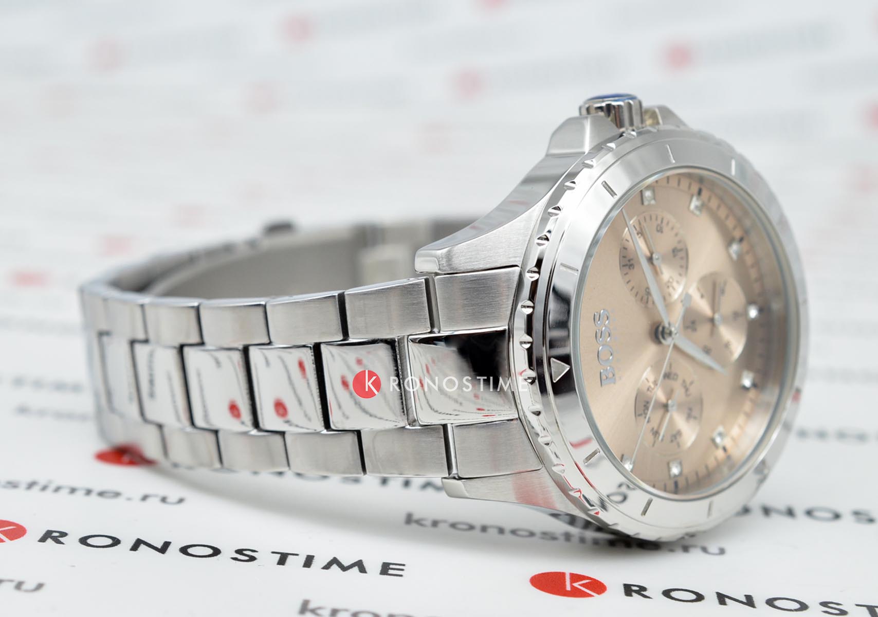 Hugo Boss Hugo Boss Premiere HB1502444 женские часы розовый циферблат на запястье