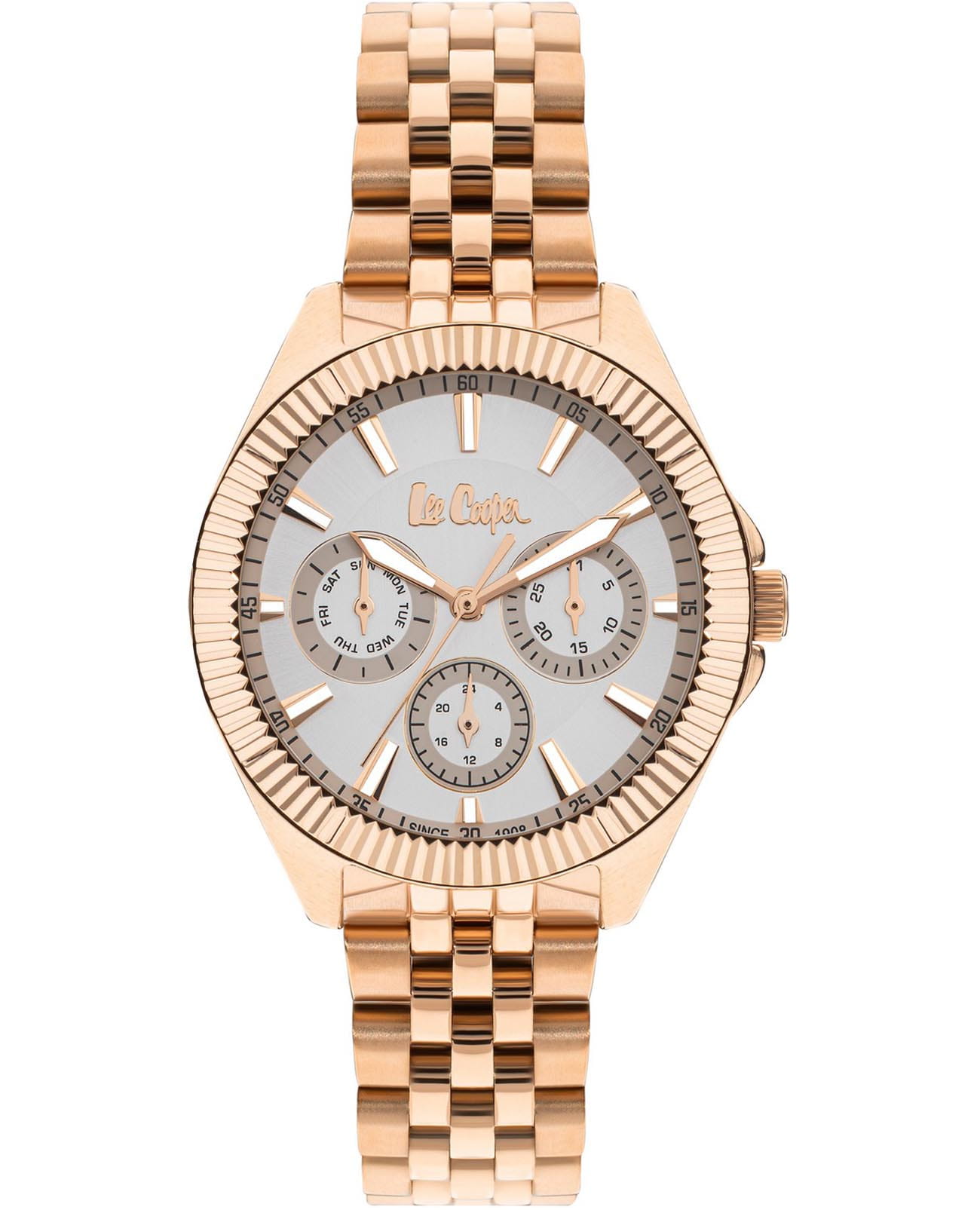 Lee Cooper Lee Cooper LC07837.430  LC07837.430 кварцевые женские часы серебристый циферблат, браслет нержавеющая сталь с ip-покрытием — вид спереди